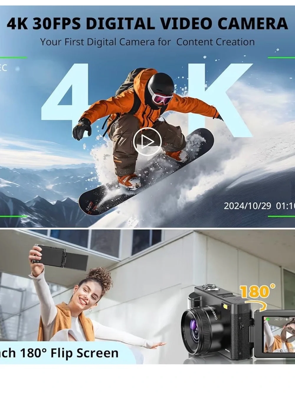 Compact 4K Digital Camera - Black